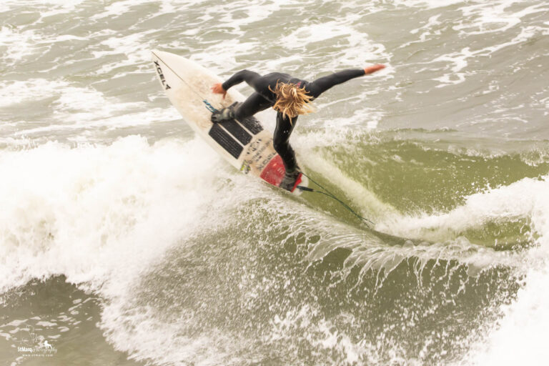 Cloudy Day Surfing on the South Side of the Huntington Beach Pier 2024